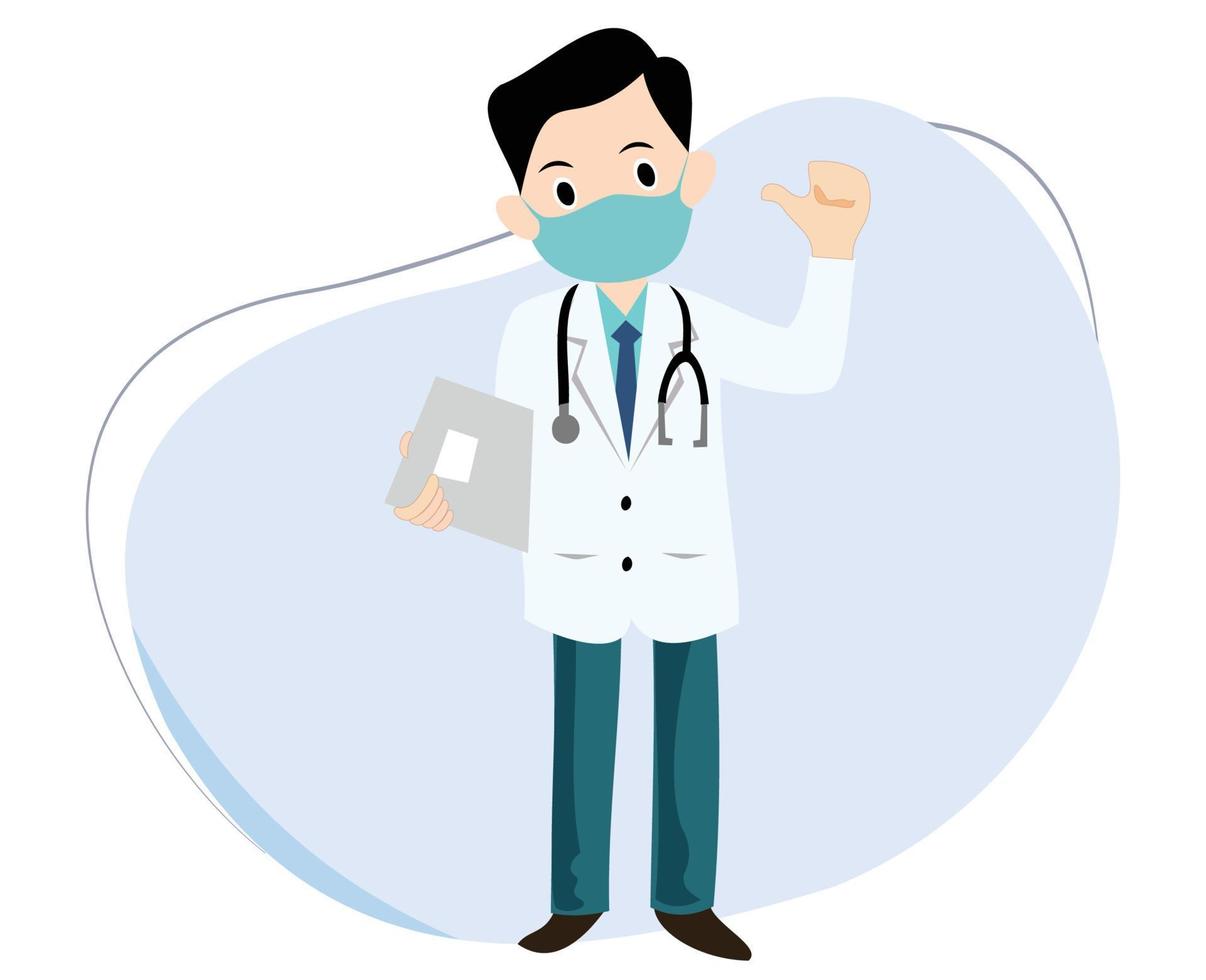 vector male doctor in standing pose. flat design