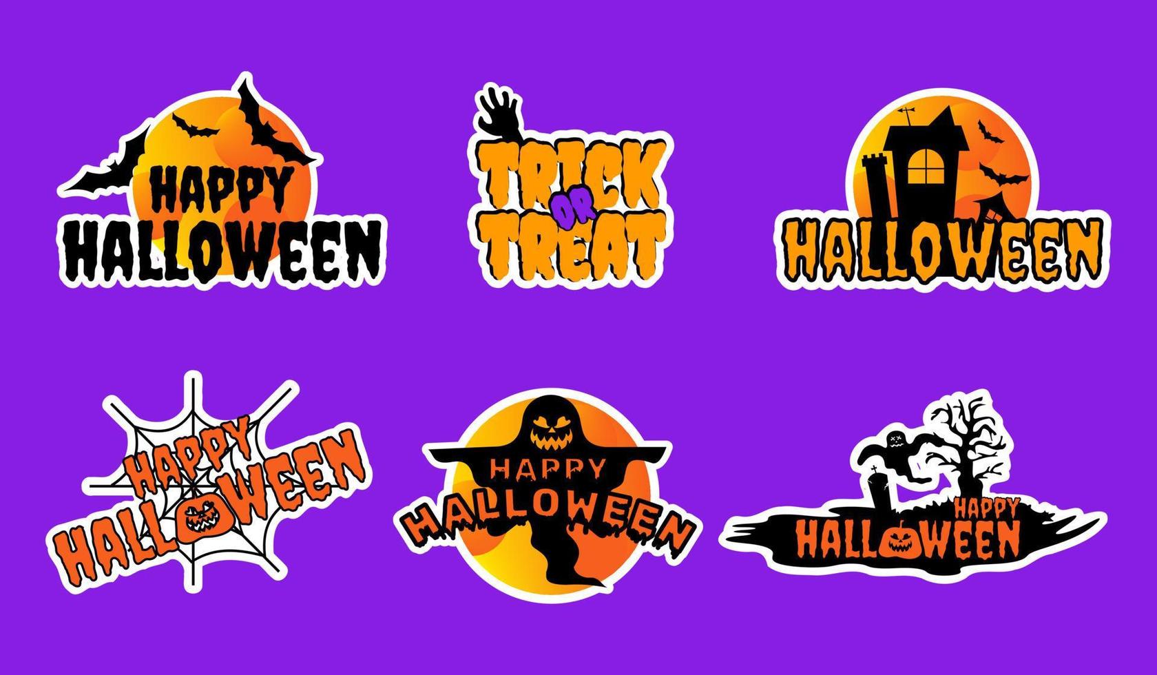 Set of Happy Halloween Sticker vector