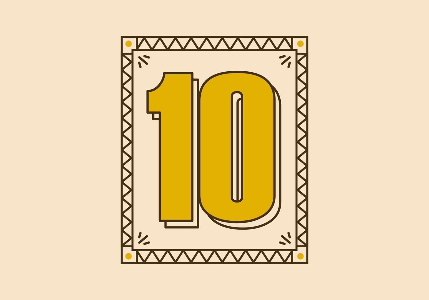 Vintage rectangle frame with number 10 on it vector