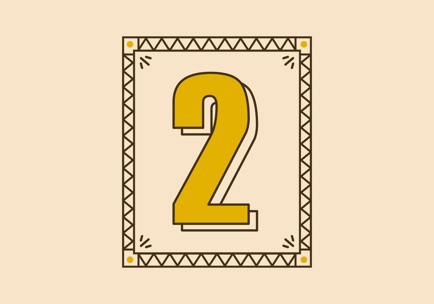 Vintage rectangle frame with number 2 on it vector