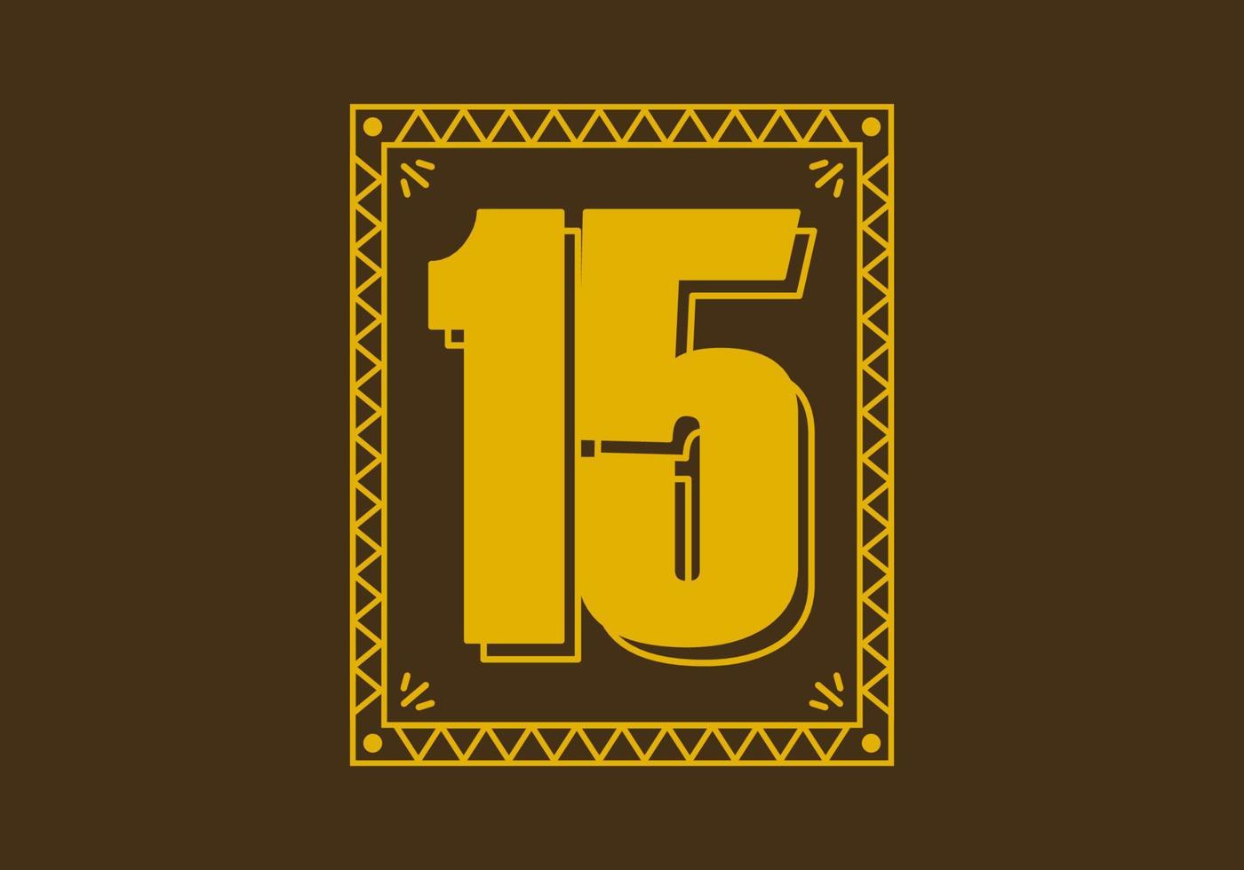 Number 15 in retro rectangle frame vector