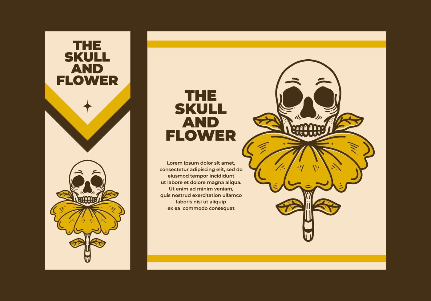 Vintage art illustration of a skull on the flower vector