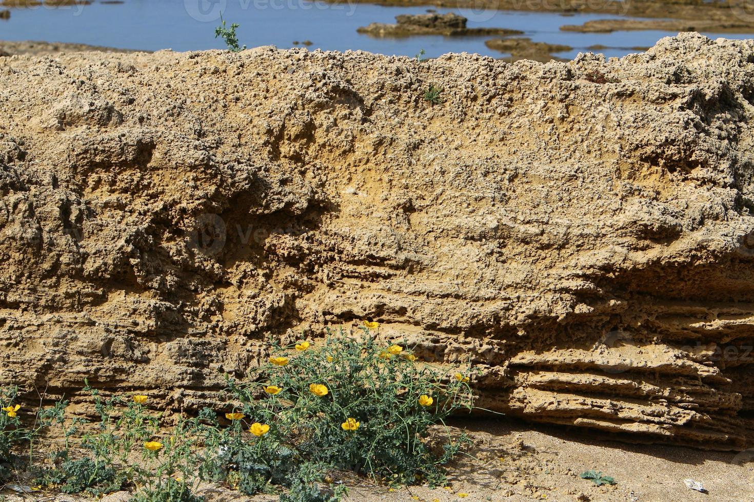 Texture of large stones and mountain rocks. photo