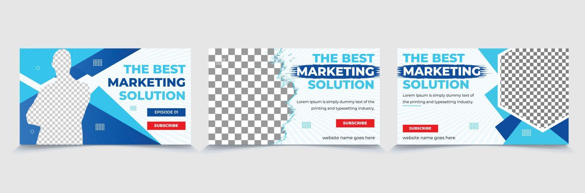 Digital marketing agency video thumbnail and web banner design. vector