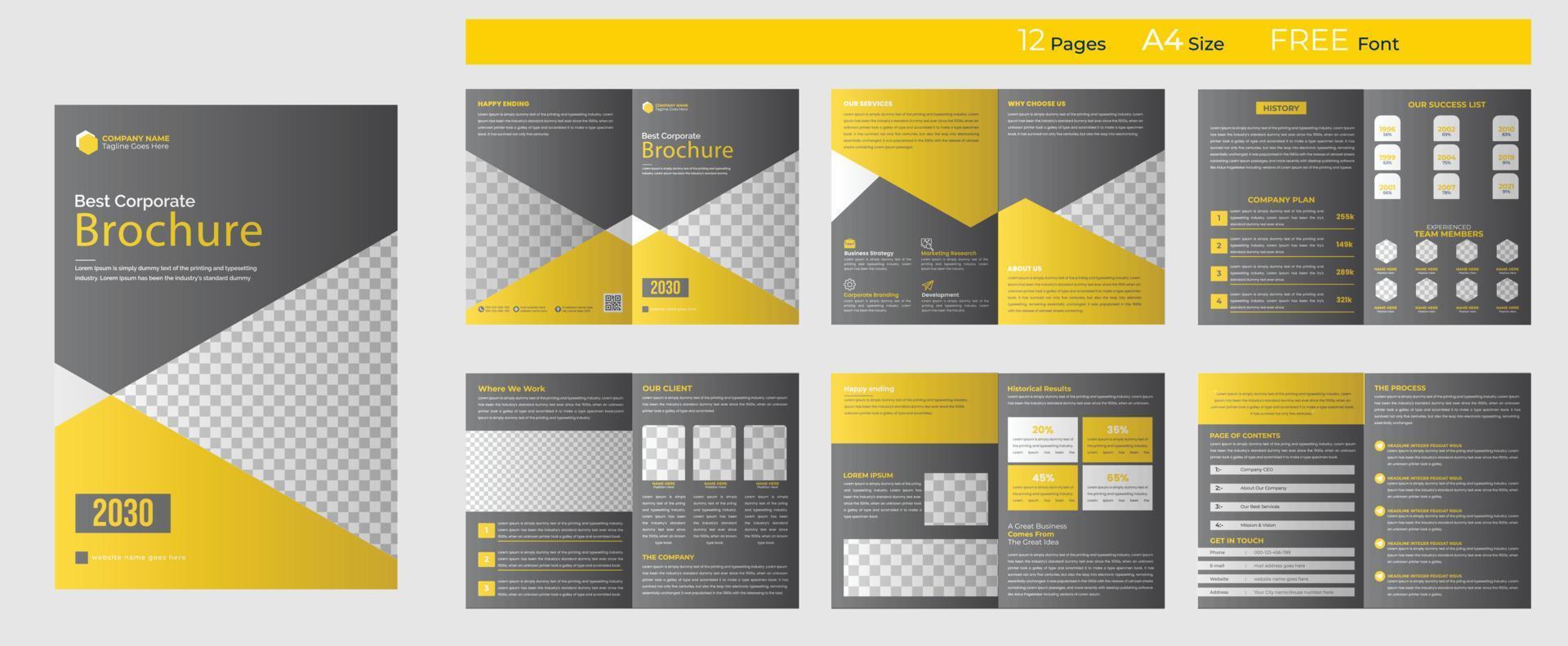 Corporate Business company profile template design shapes, multipage brochure design vector