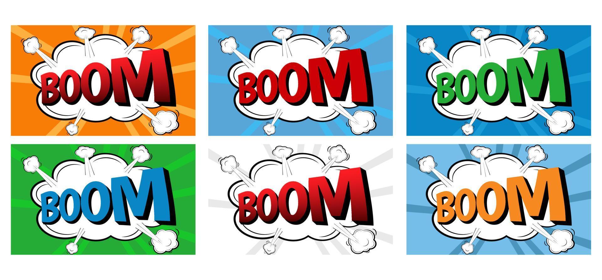 Boom Comic Text Speech Bubble. Comic book poster background vector