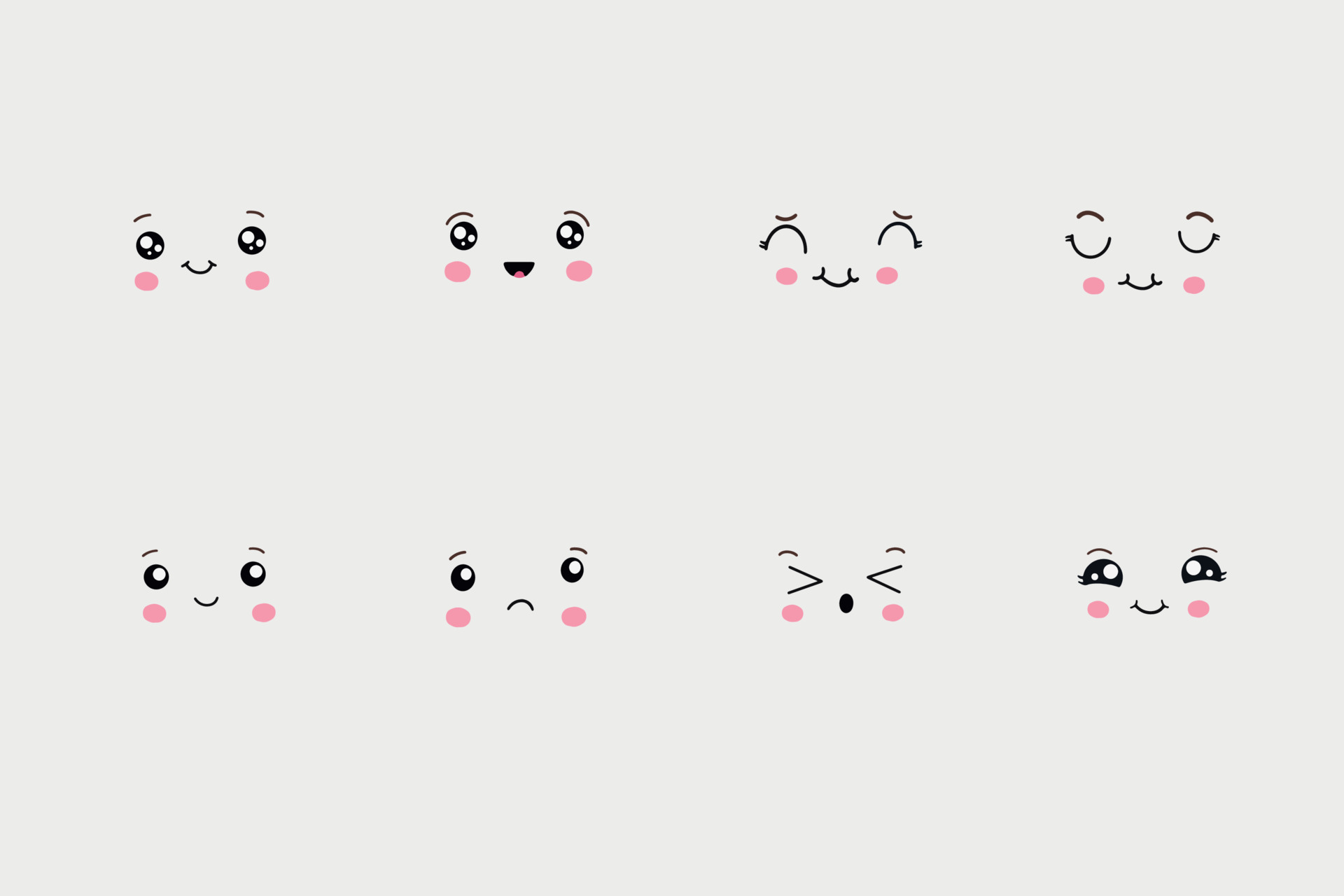 Kawaii, cute emoji icons set, Hand drawn emotional cartoon characters. Cute  funny emotions. 13430155 Vector Art at Vecteezy