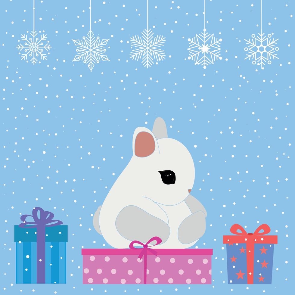 2023 year of the rabbit. Cute Christmas Bunny. Symbol of the Chinese New Year. Vector illustration.