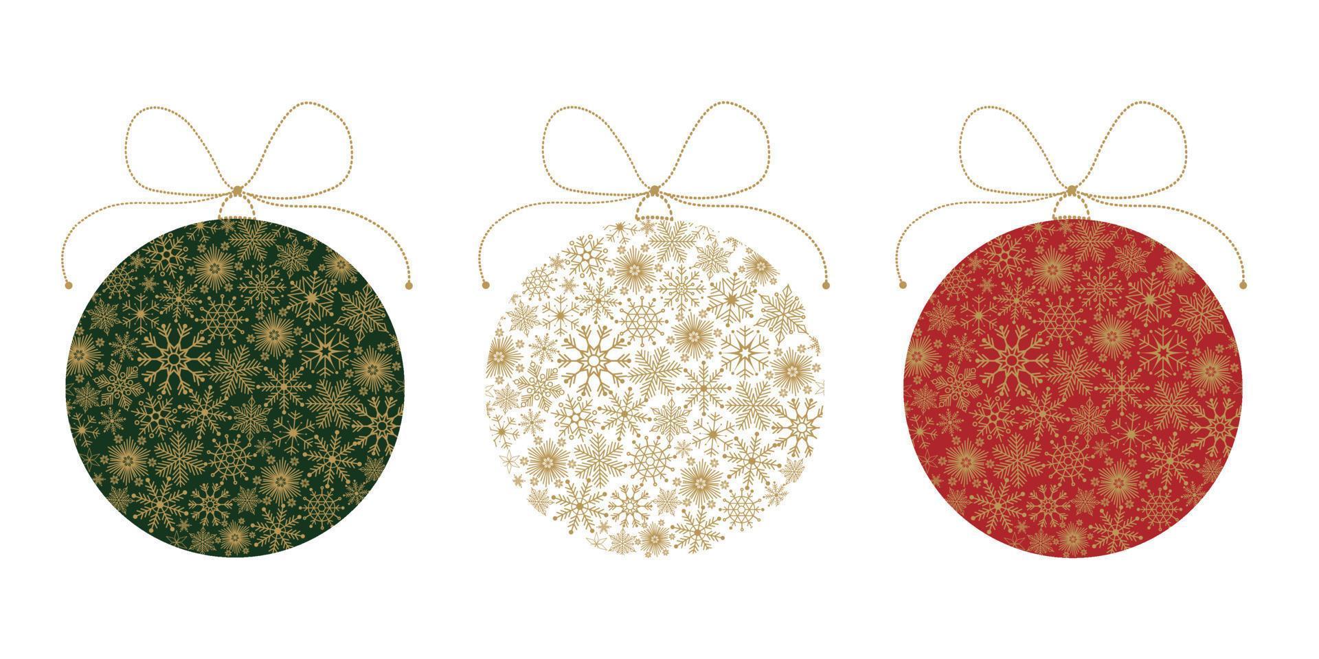 A set of Christmas colorful balloons. Vector illustration isolated on a white background.