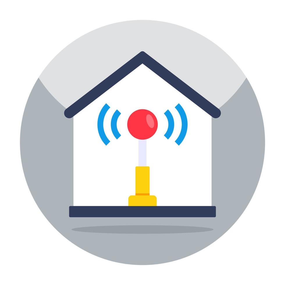 Conceptual flat design icon of wifi home vector
