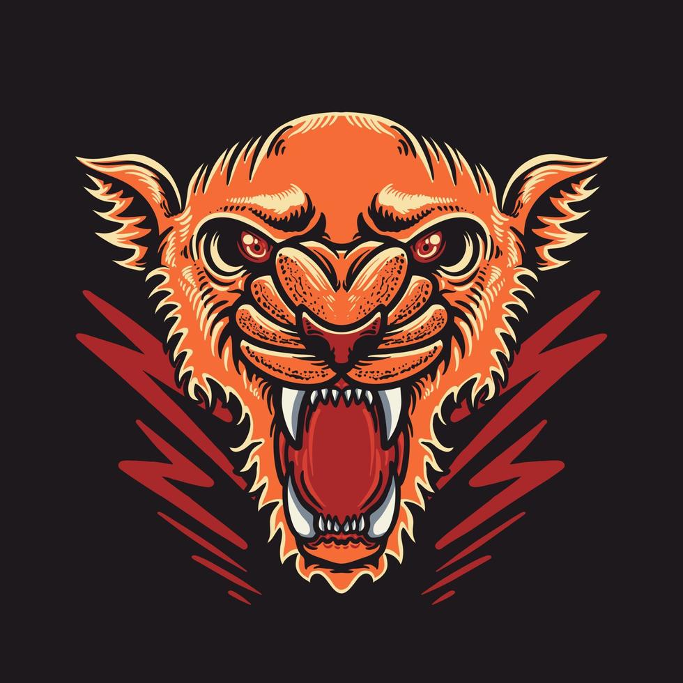 Ilustración de vector de cabeza de tigre naranja