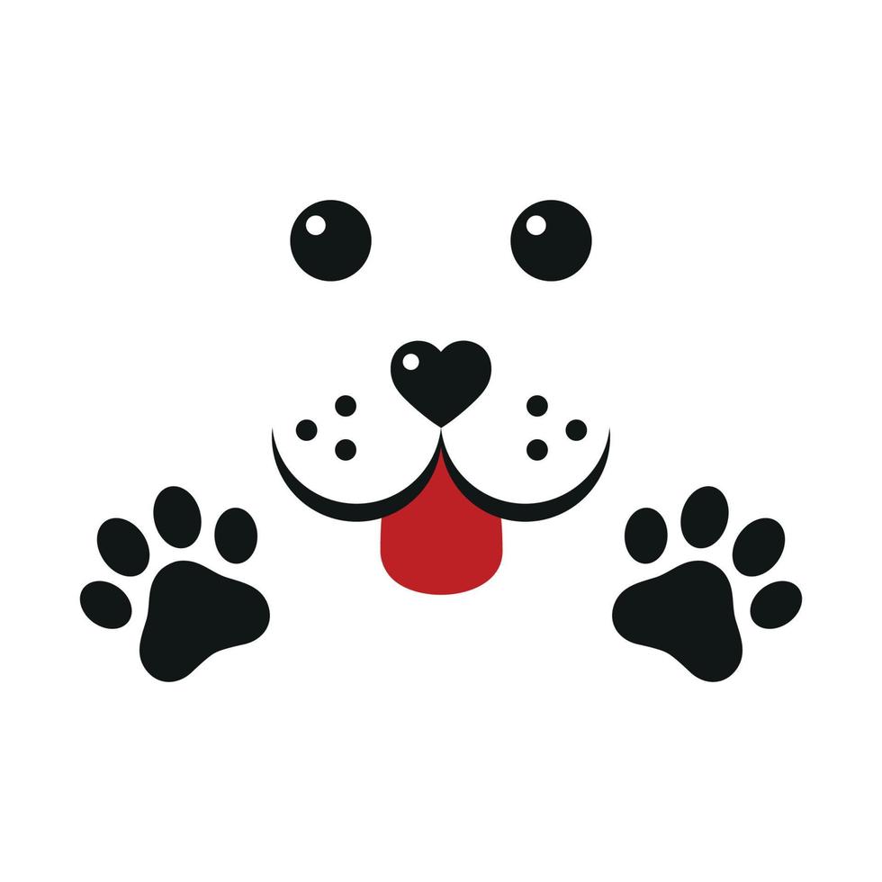 Illustration of a dog head with paws vector