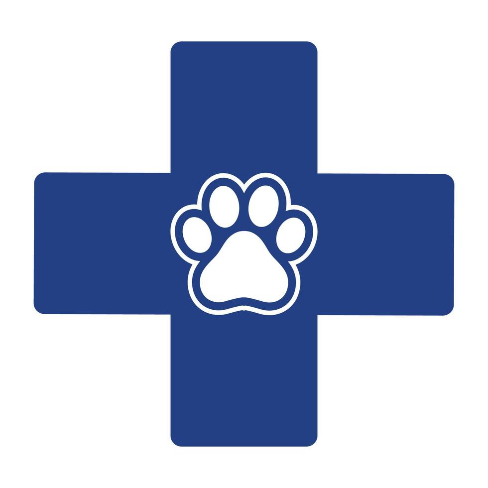 Dog paw on the background of a medical cross vector