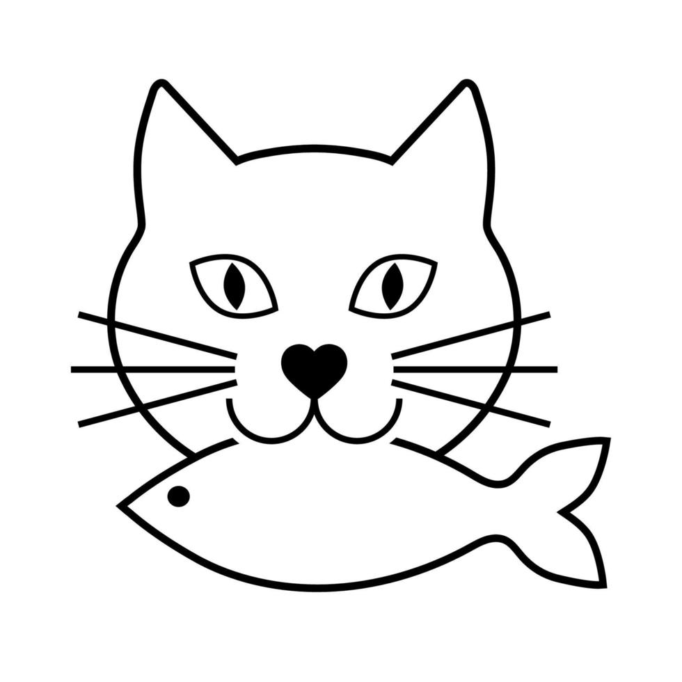 ilustración gato con pescado vector