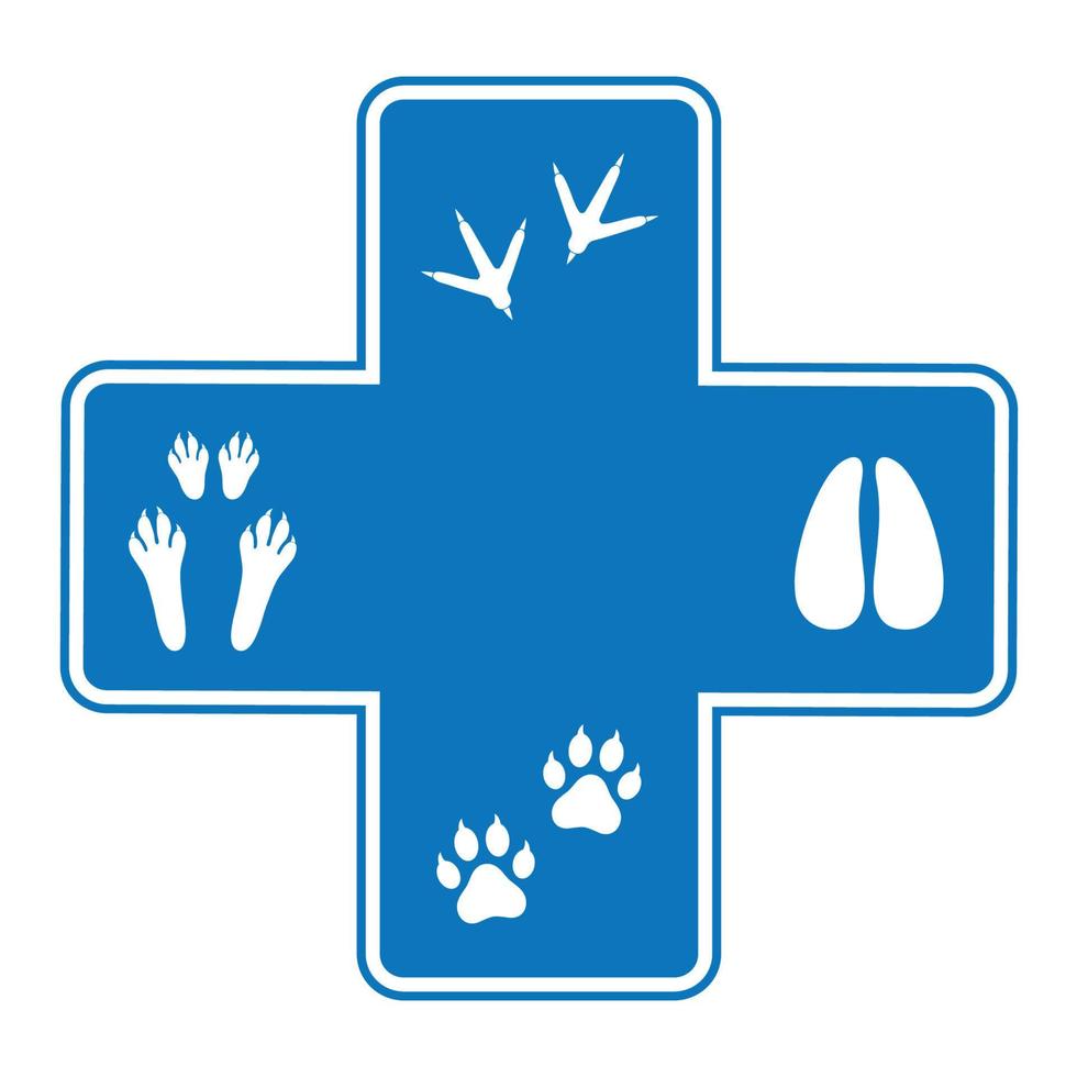 Animal footprints on the background of a medical cross vector