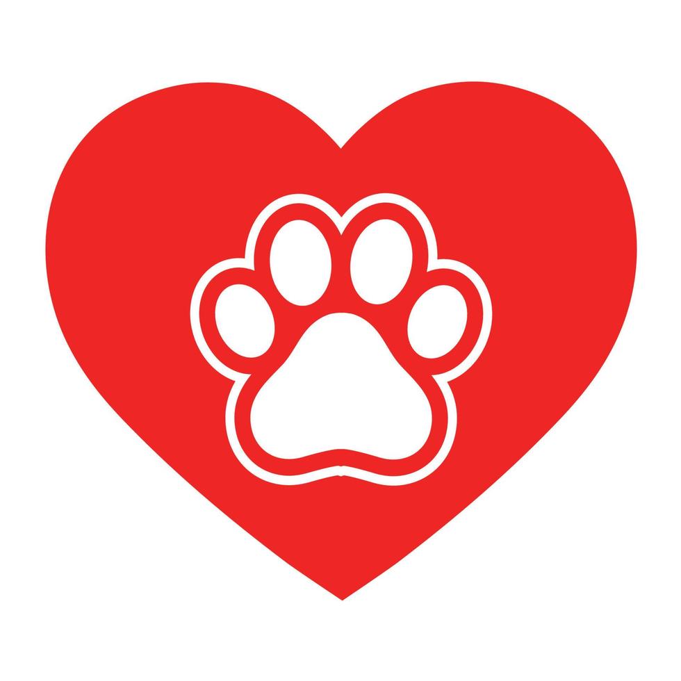 Dog paw on the background of the heart vector