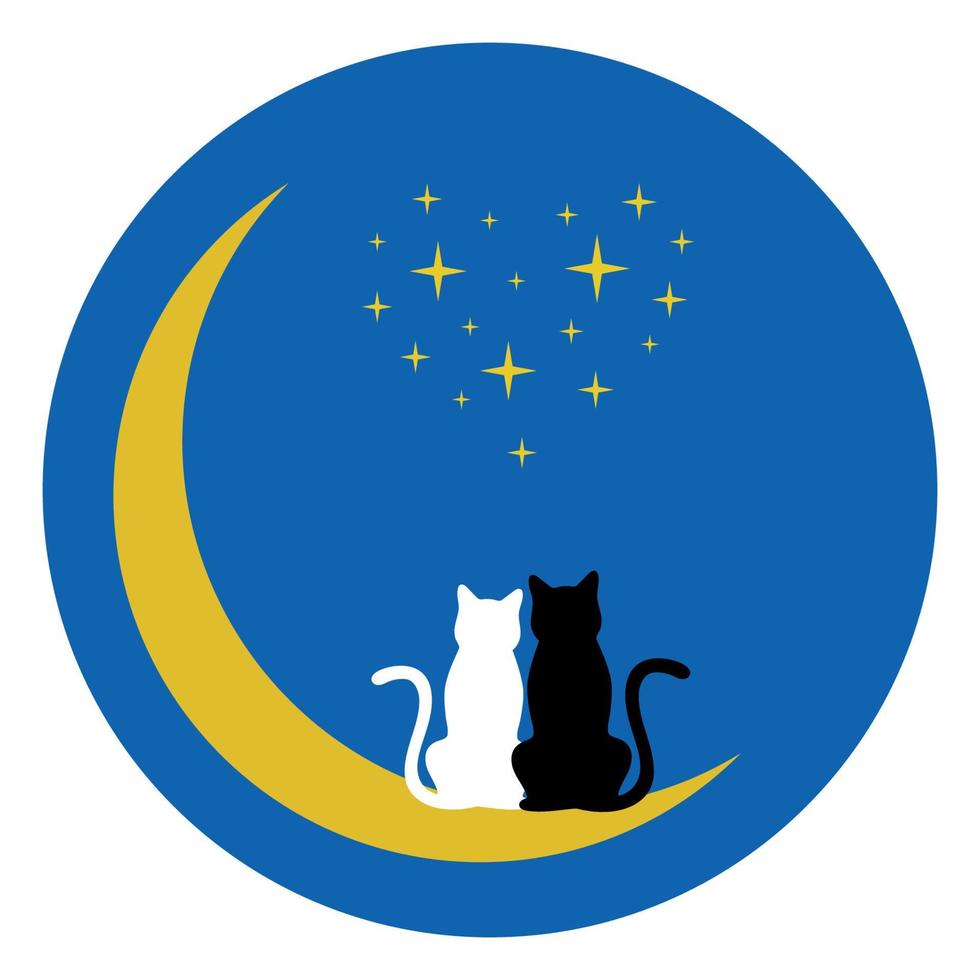 Two cats on the moon vector