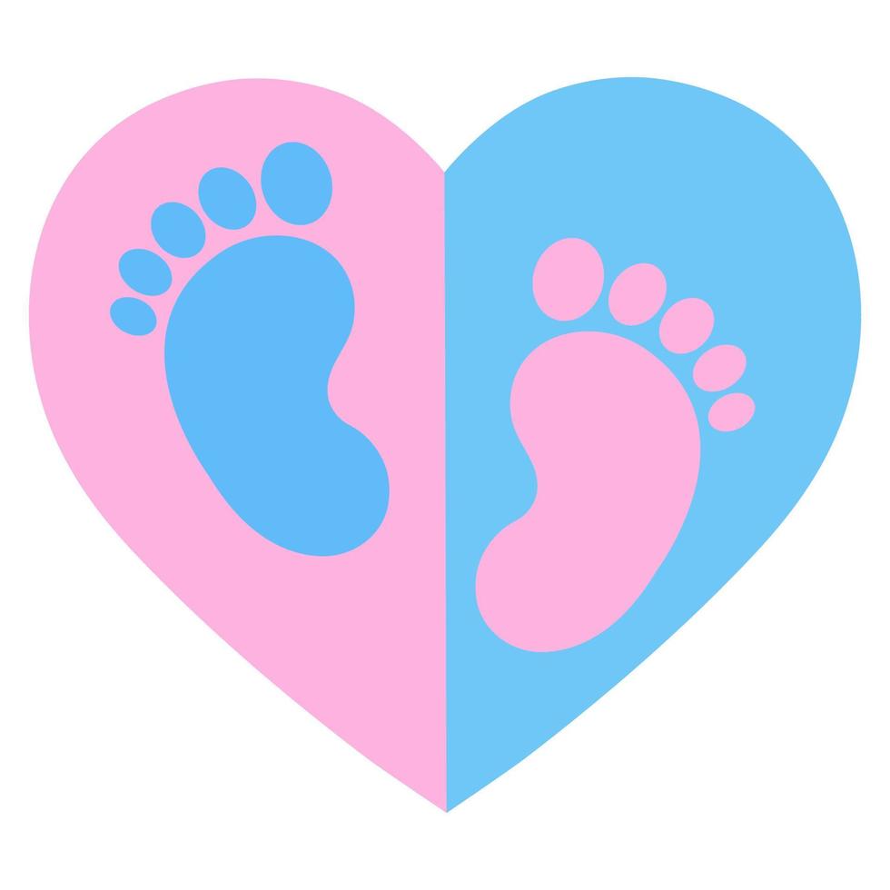 Traces of newborn boy and girl in the heart vector