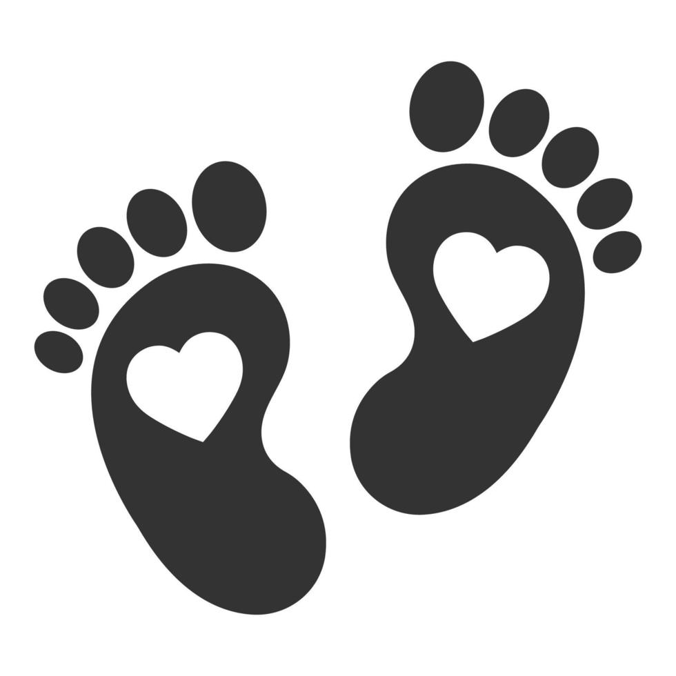 Illustration of baby footprints with heart vector