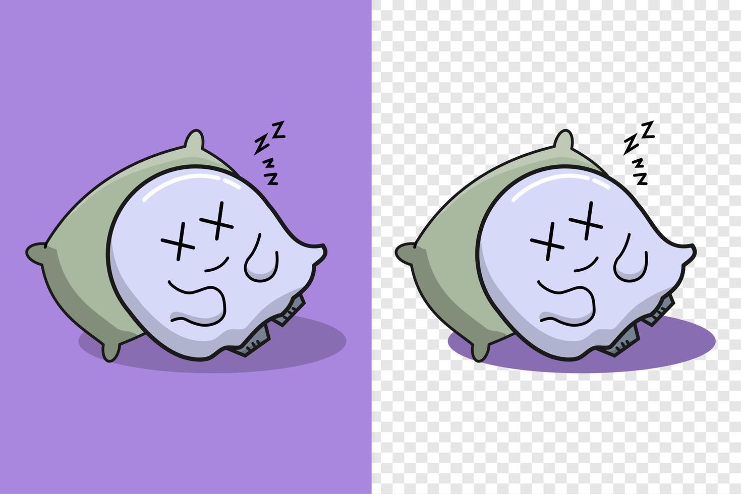 Cute friendly ghost sleep on pillow. Halloween concept. Simple premium design vector