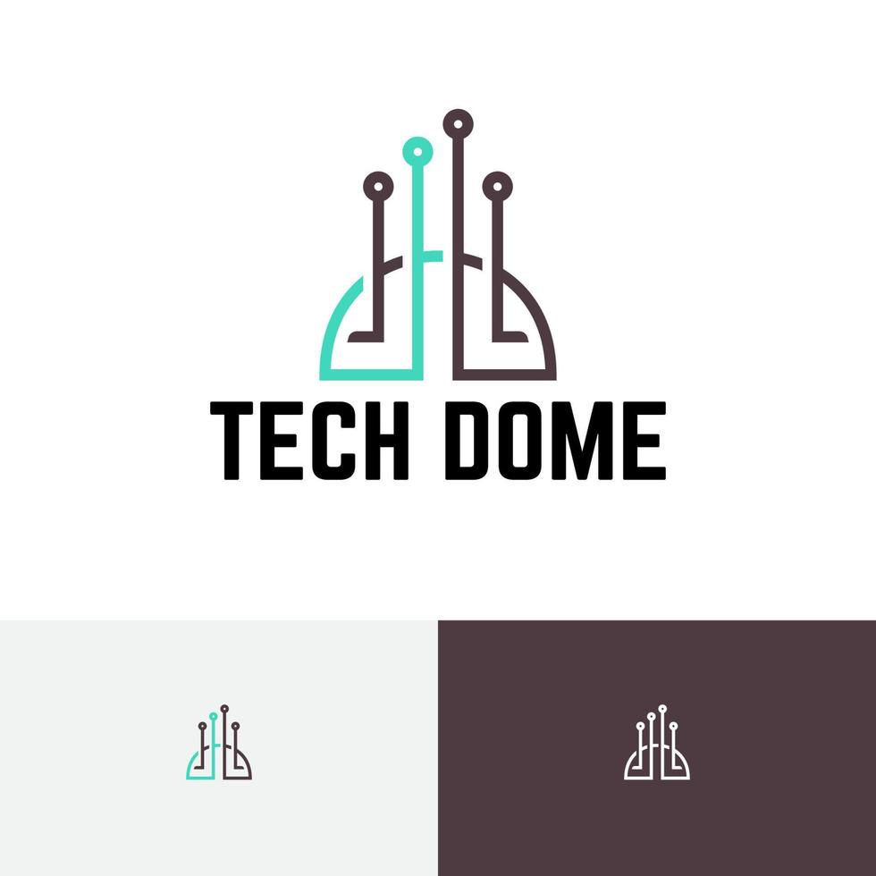 domo edificio tecnología circuito computadora moderno logo vector