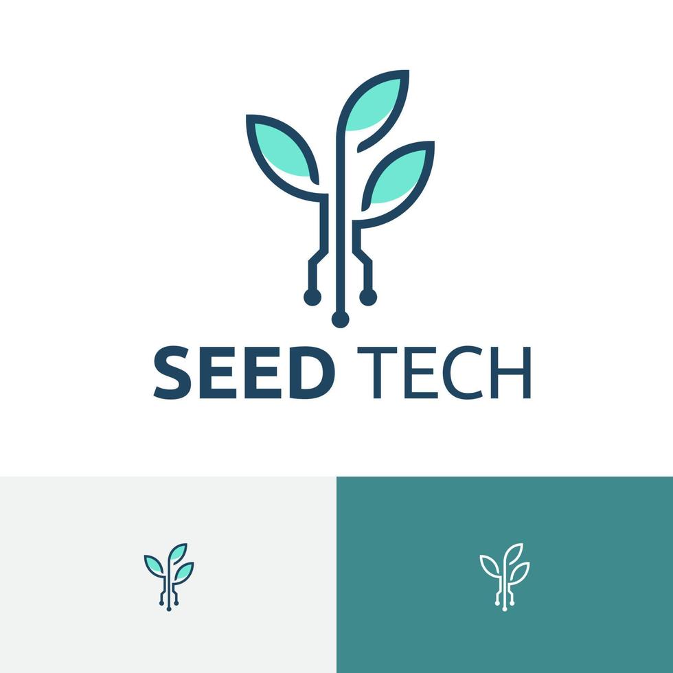 Seed Nature Agriculture Organic Circuit Technology Logo vector