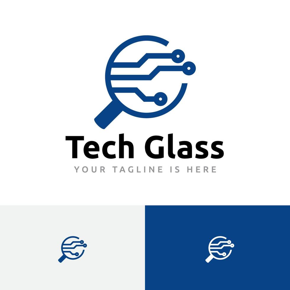 Magnifying Glass Circuit Electronic Computer Technology Logo vector