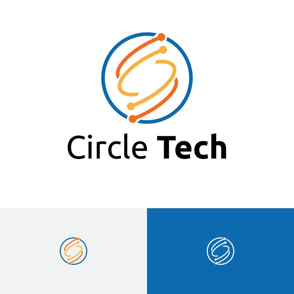 logotipo de línea de círculo inteligente moderno de tecnología digital vector