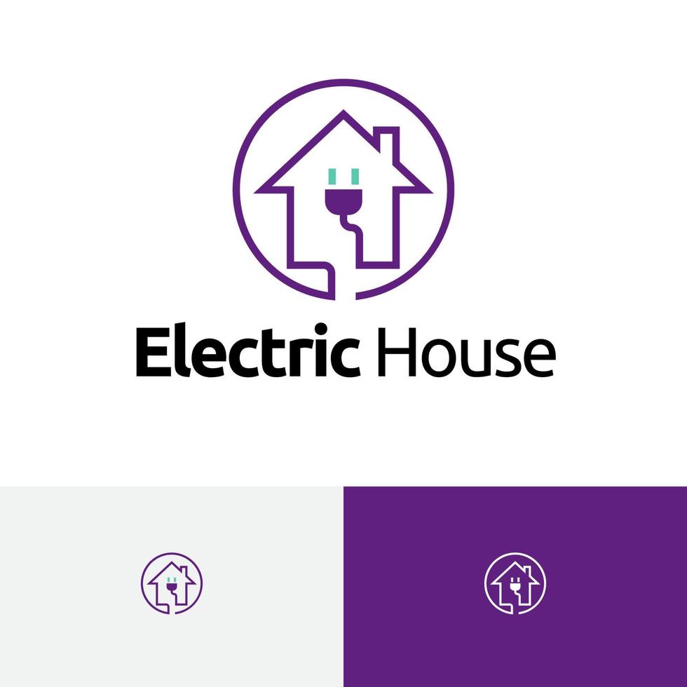 casa hogar eléctrico voltaje círculo monoline logo vector