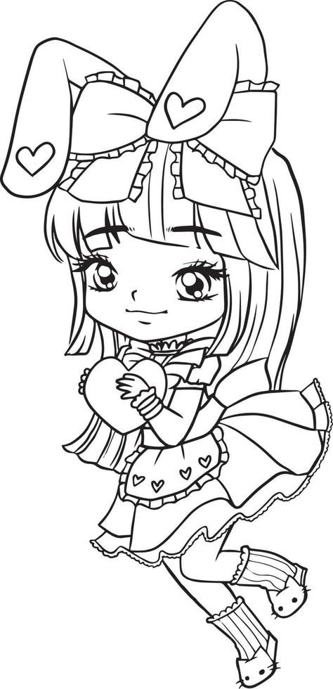 girl cartoon doodle kawaii anime coloring page cute illustration ...