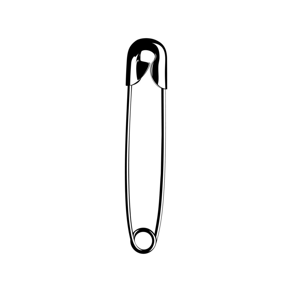 Safety Pin Silhouette for Art Illustration, Logo, Website, Apps, Pictogram or Graphic Design Element. Vector Illustration