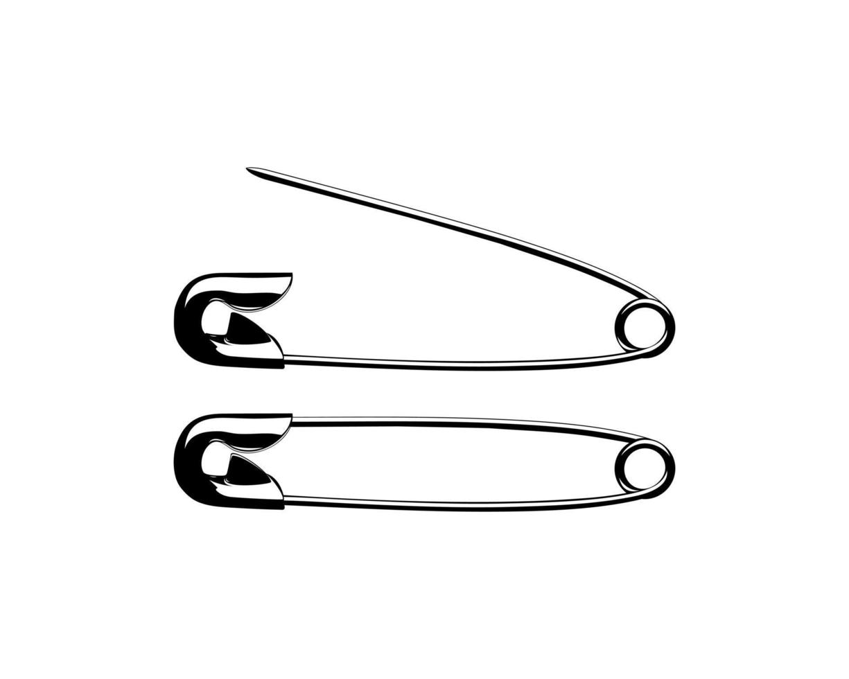 Safety Pin Silhouette for Art Illustration, Logo, Website, Apps, Pictogram or Graphic Design Element. Vector Illustration