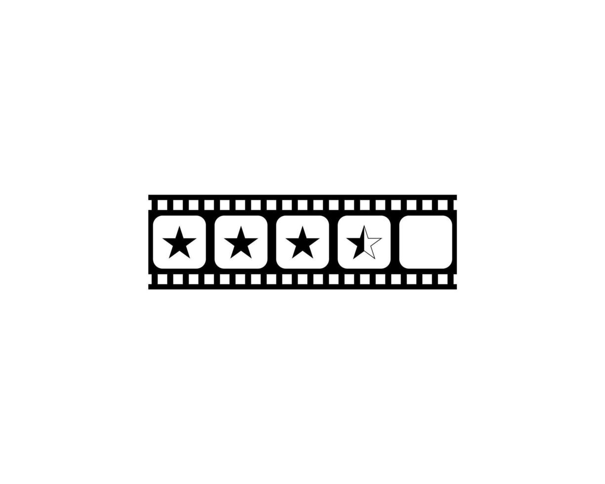 Visual of the Five, 5 Star Sign in the Film Stripe Silhouette. Rating Icon Symbol for Film or Movie Review, Pictogram, Apps, Website or Graphic Design Element. Rating 3,5 Star. Vector Illustration