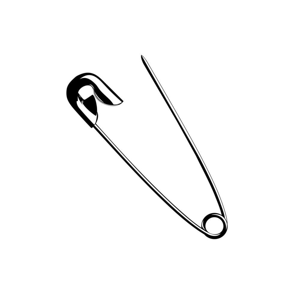 Safety Pin Silhouette for Art Illustration, Logo, Website, Apps, Pictogram or Graphic Design Element. Vector Illustration