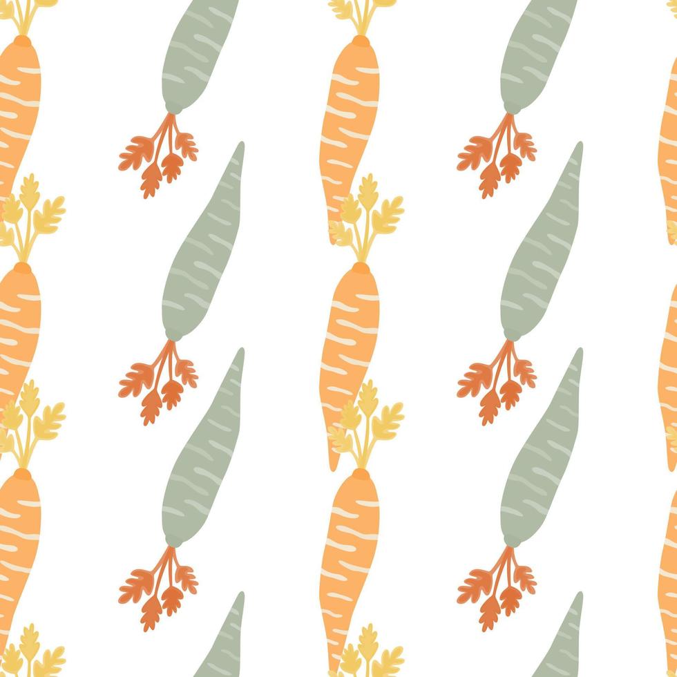 Hand drawn carrot seamless pattern. Doodle carrots wallpaper. vector