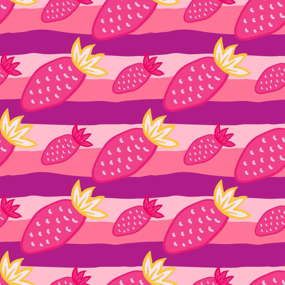 Hand drawn strawberries wallpaper.Doodle strawberry seamless pattern. Fruits backdrop. vector