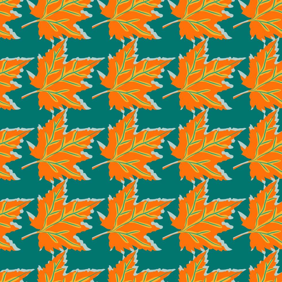 Abstract oak leaves seamless pattern. Maple foliage backdrop. vector