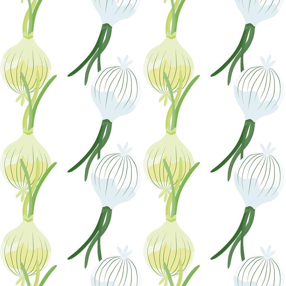 Hand drawn onion bulb seamless pattern. Onion in doodle style endless wallpaper. vector