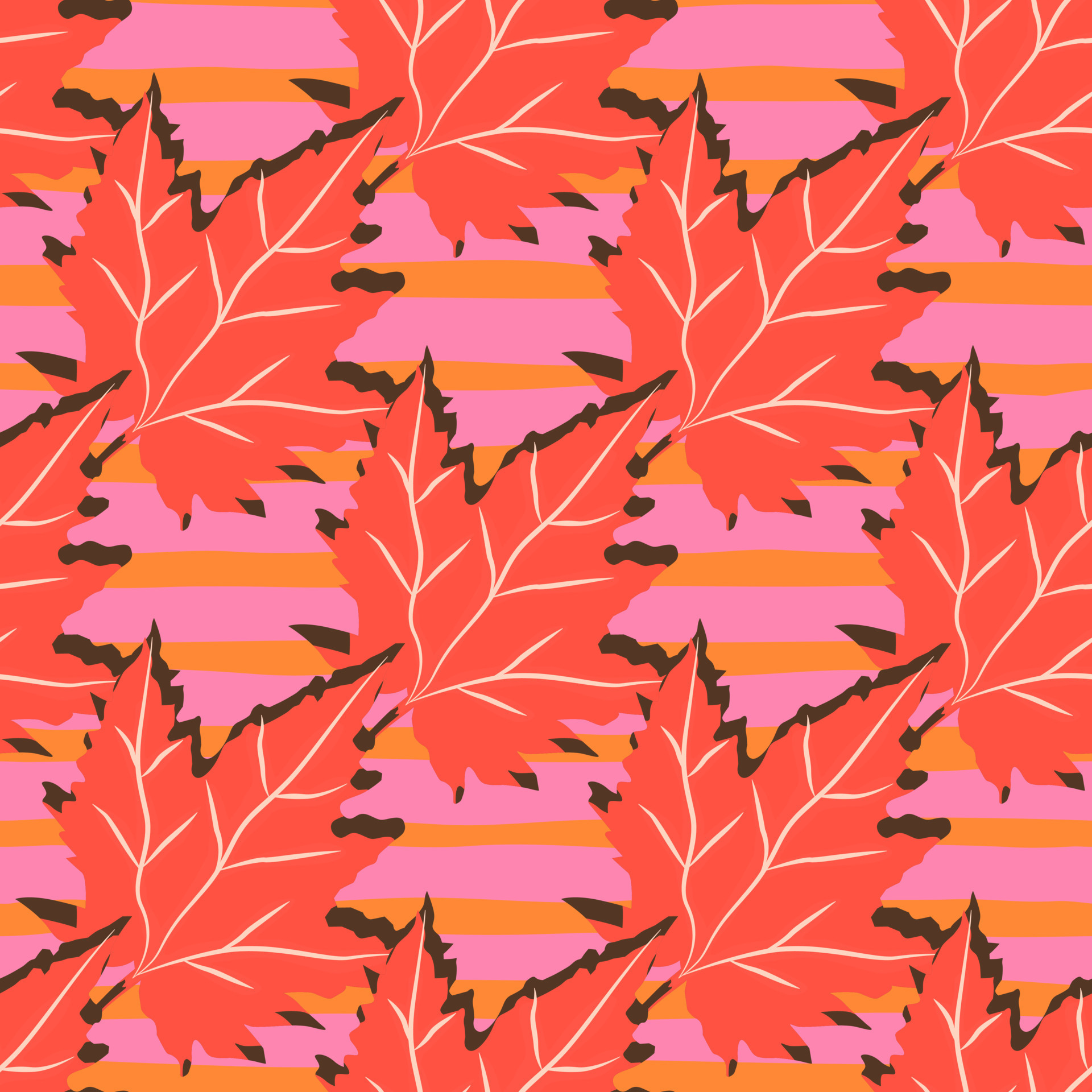 Abstract oak leaves seamless pattern. Maple foliage backdrop. 13430732