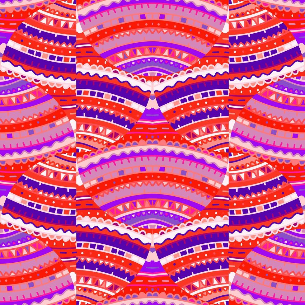 Tribal lines mosaic seamless pattern. Abstract geometric ethnic tile. Creative hand drawn ornament in folk style. vector