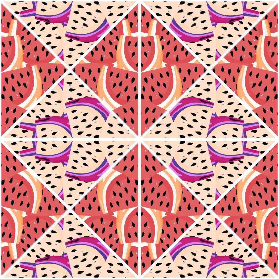 Creative skin endless wallpaper. Abstract watermelon slices mosaic seamless pattern. vector
