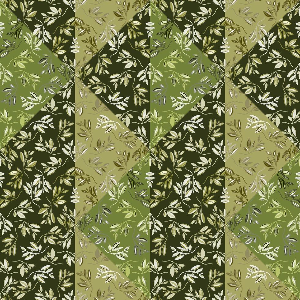 Hand drawn retro style branch tile. Botanical endless wallpaper. Beautiful vintage leaves mosaic seamless pattern. vector