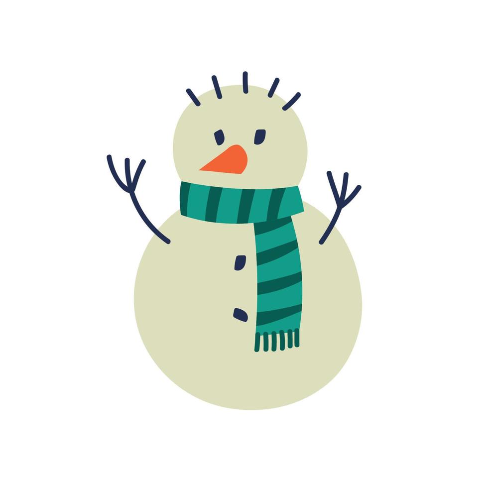 muñeco de nieve con bufanda. estado de ánimo de invierno. imagen vectorial vector