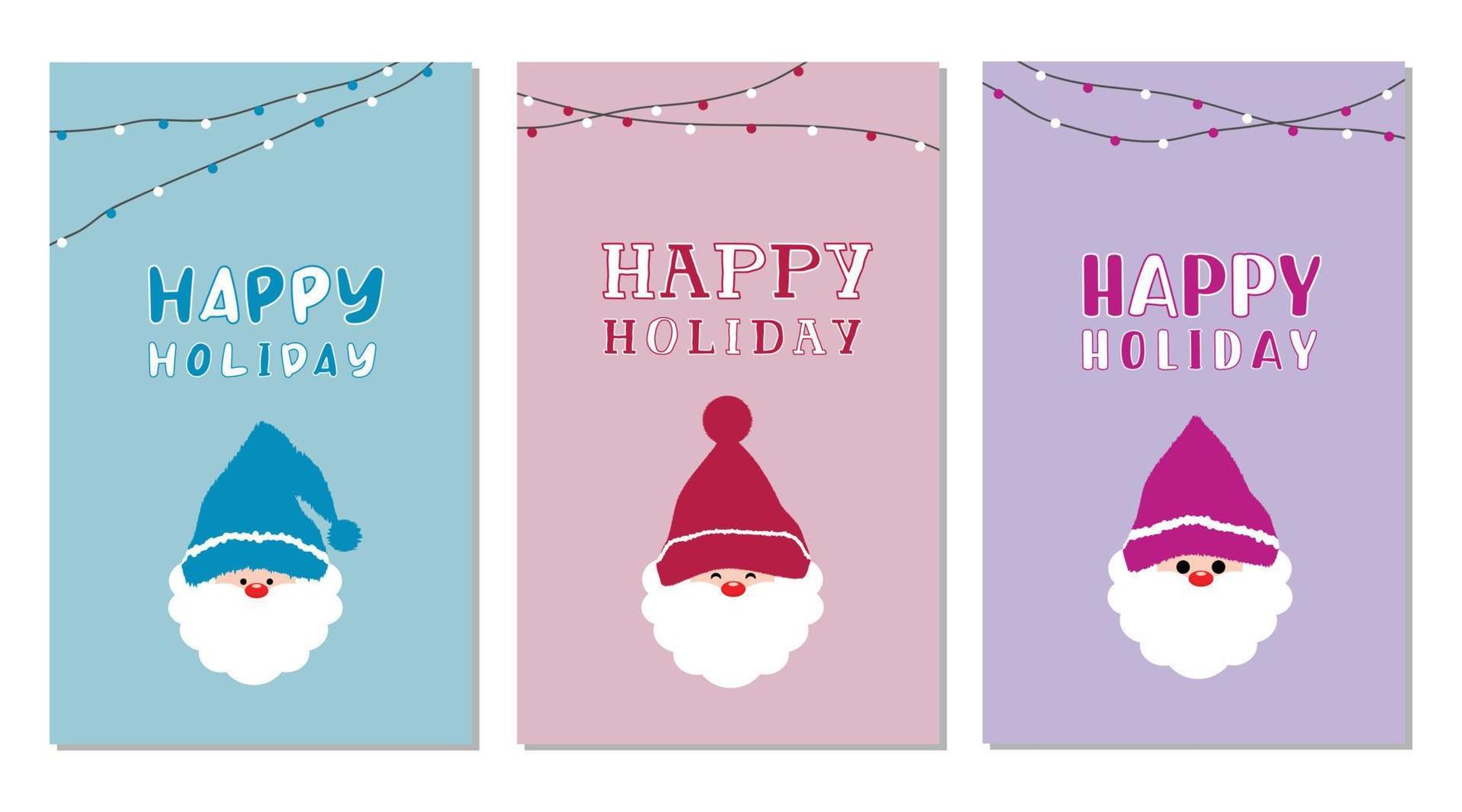 Merry Christmas gift cards and Happy Holidays cards. vector