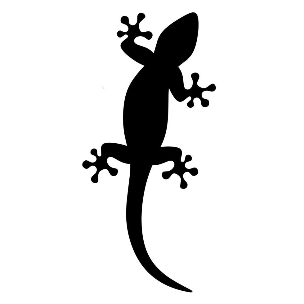 Silhouette of a lizard on a white background. Black monochrome lizard. Reptiles eat insects vector