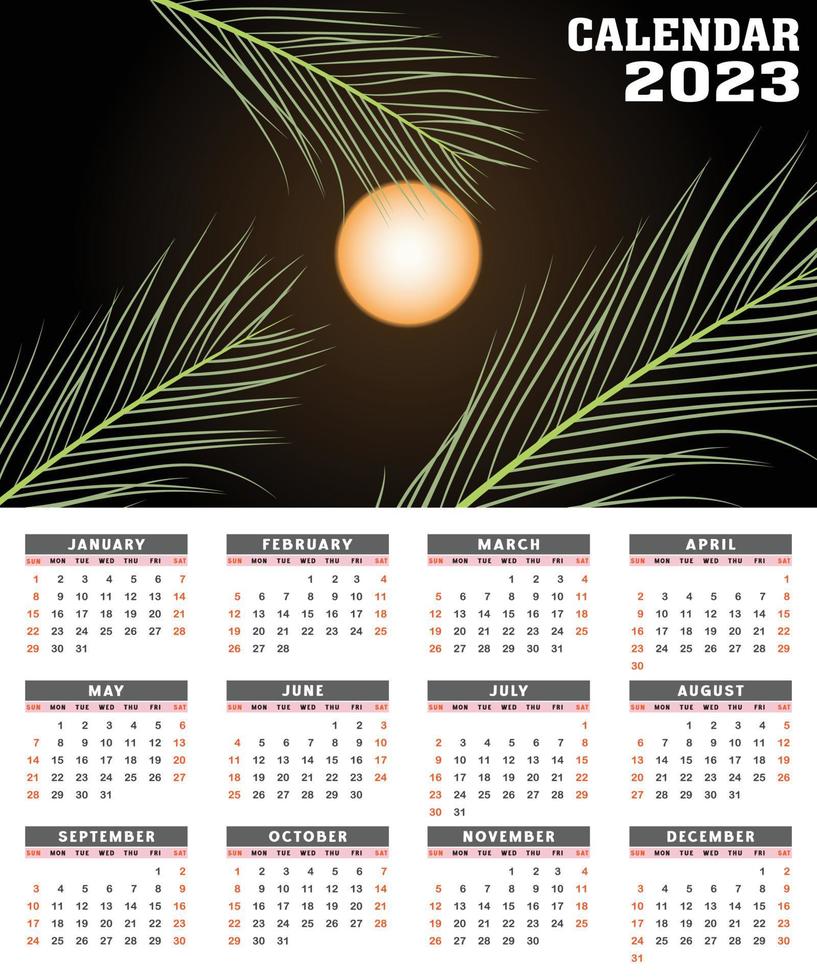 Plantilla de diseño de calendario de año nuevo 2023 en estilo moderno vector