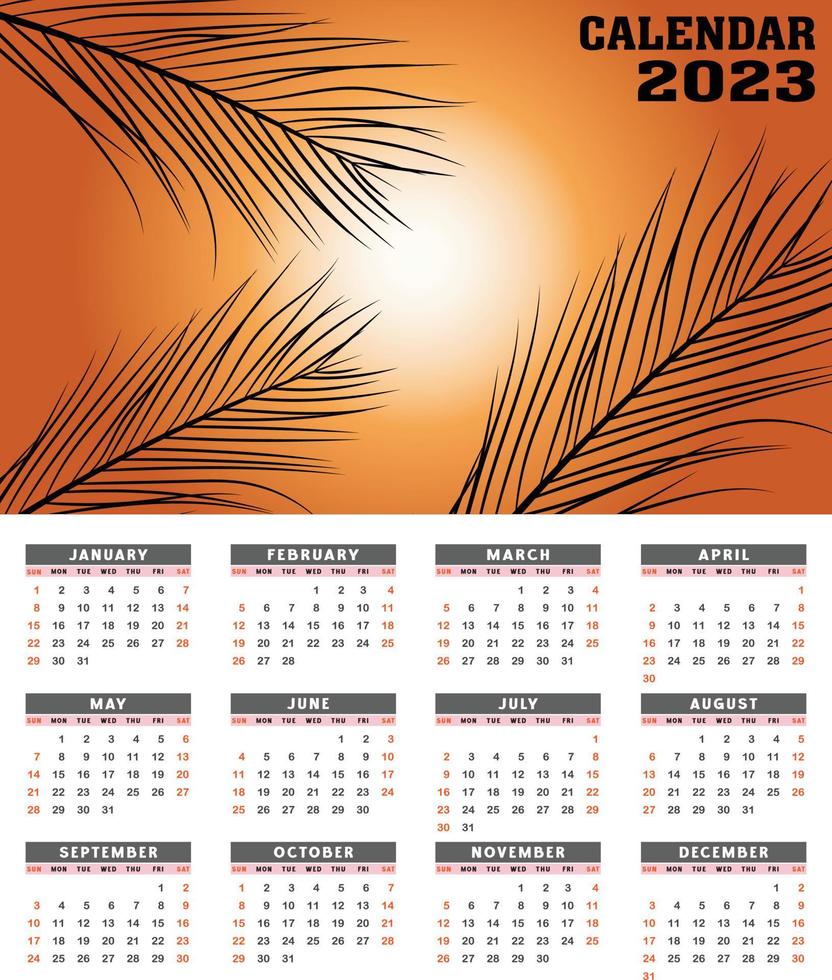 2023 new year hand drawn calendar template vector