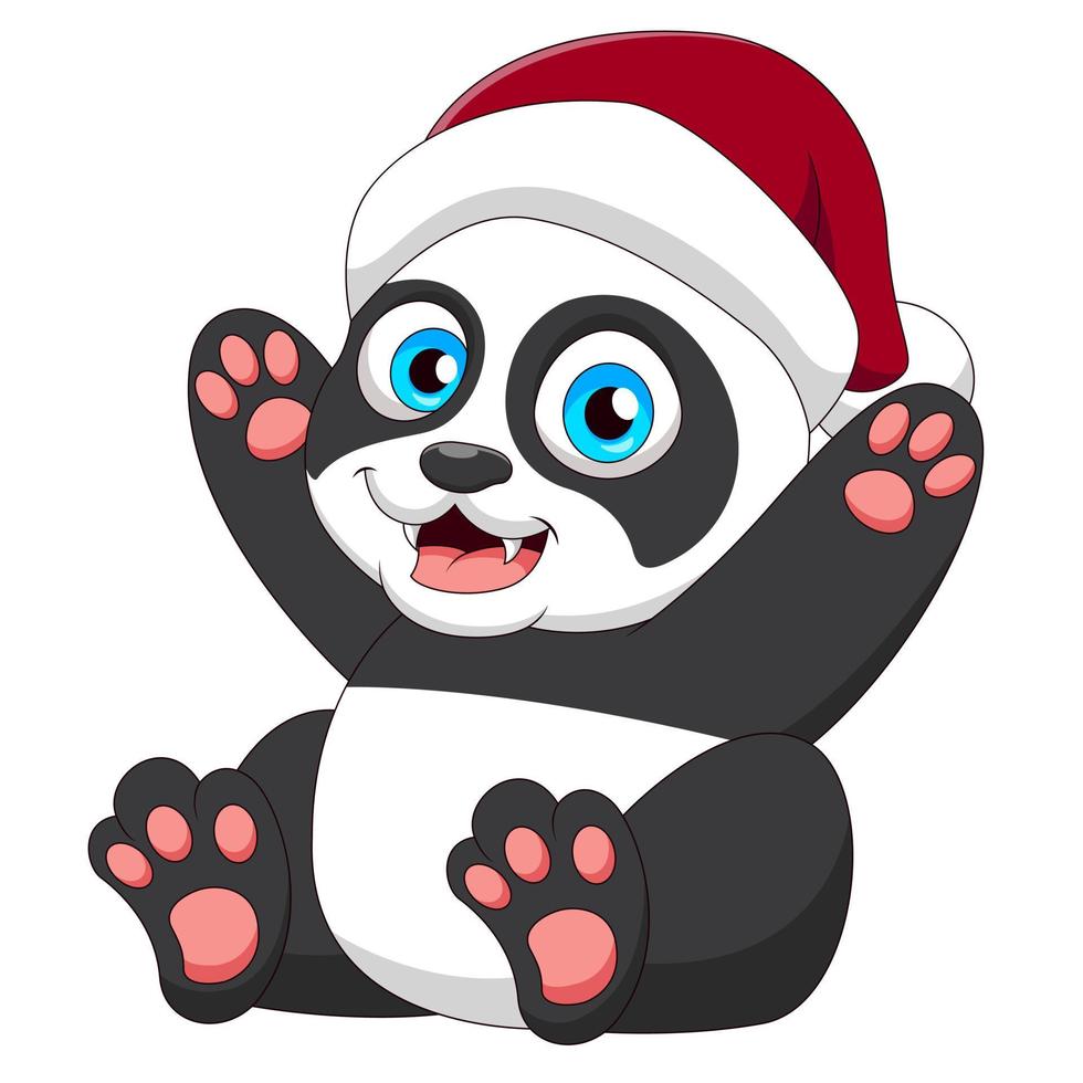 Cartoon cute baby panda sitting. Cute animal cartoon. Vector illustration