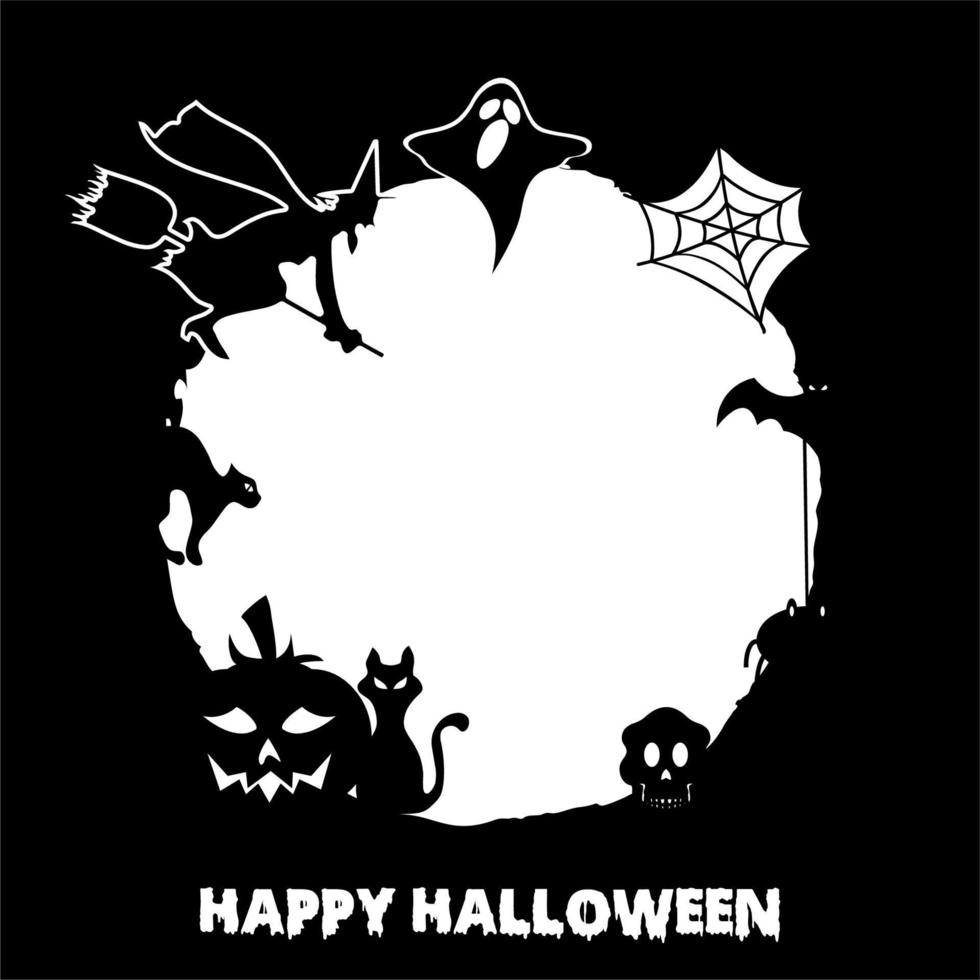 Happy Halloween Vector Text Silhouette Holiday Sign Background Stock Vector