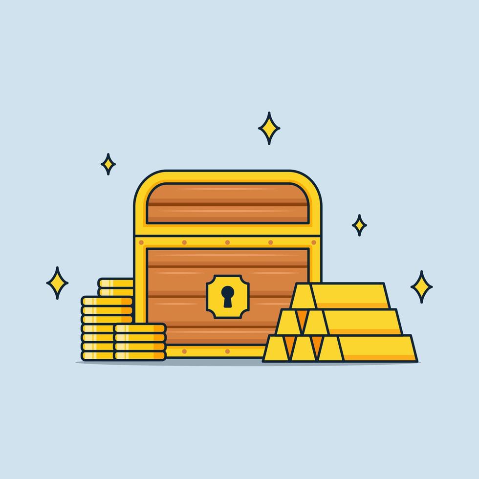 treasure, pile of gold bars, jewelry, exchange cartoon design concept vector icon illustration isolated